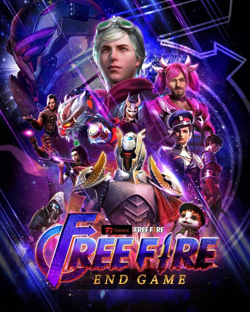 Free Fire End Game 宣傳藝術作品，動漫角色穿著未來主義盔甲。