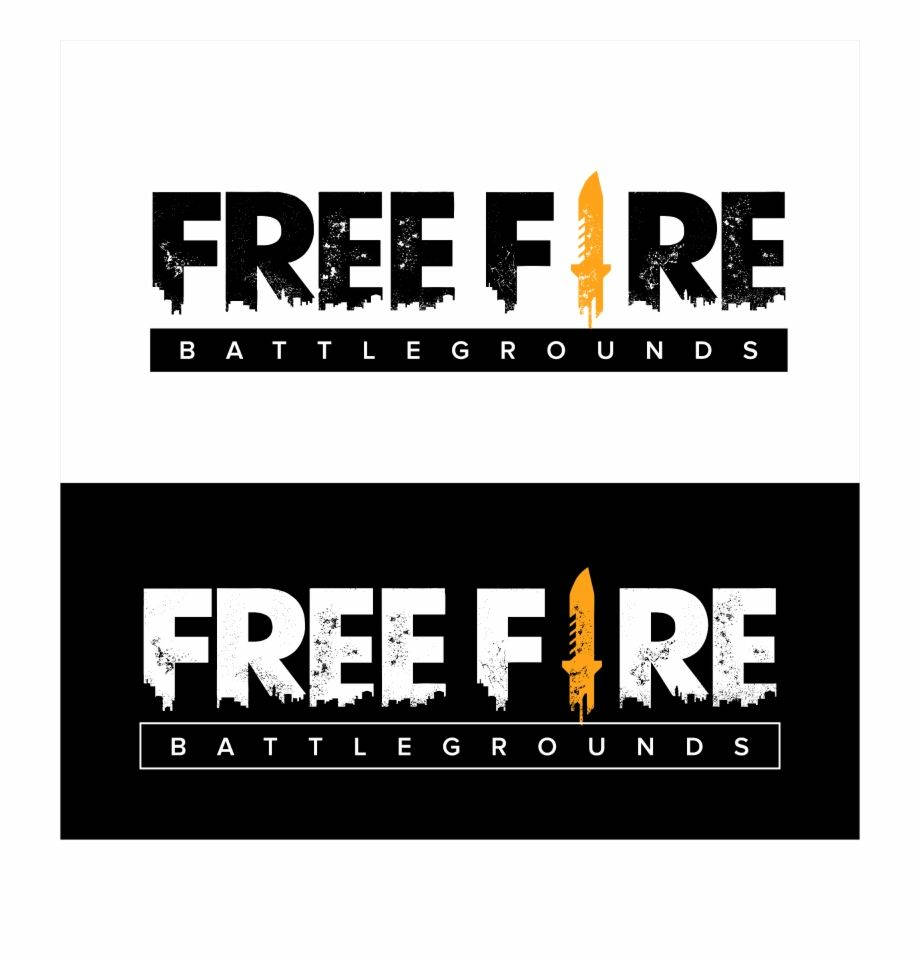 Free Fire 標誌黑白對比 壁紙 — Free Fire Battlegrounds 標誌以黑白配色呈現，並帶有橙色刀圖標，顯示兩種對比色方案。