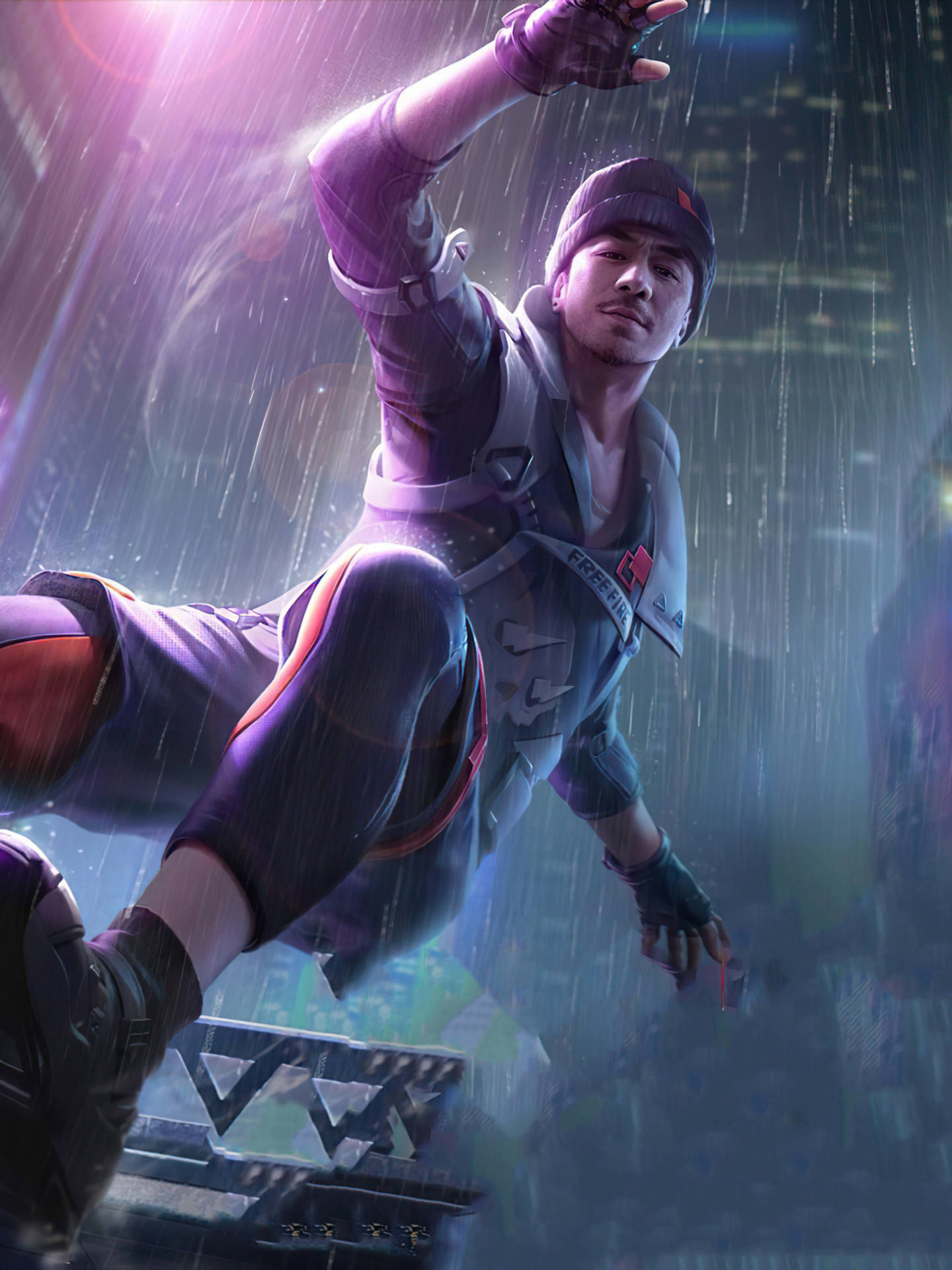 遊戲玩家在霓虹城市中跳過雨水