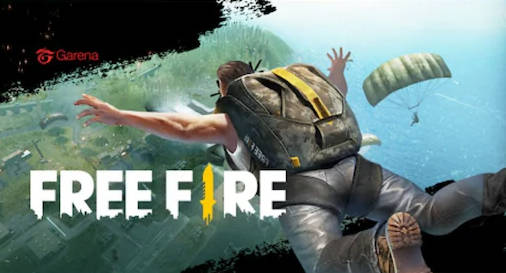在Free Fire遊戲中，士兵跳傘越過綠色戰場。