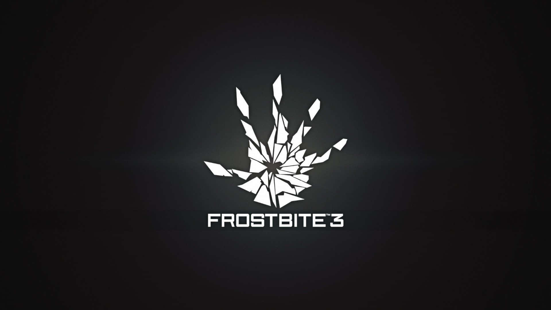 Frostbite 桌布 壁紙 — Frostbite 3 的白色碎裂冰晶標誌在深色漸變背景上發光。