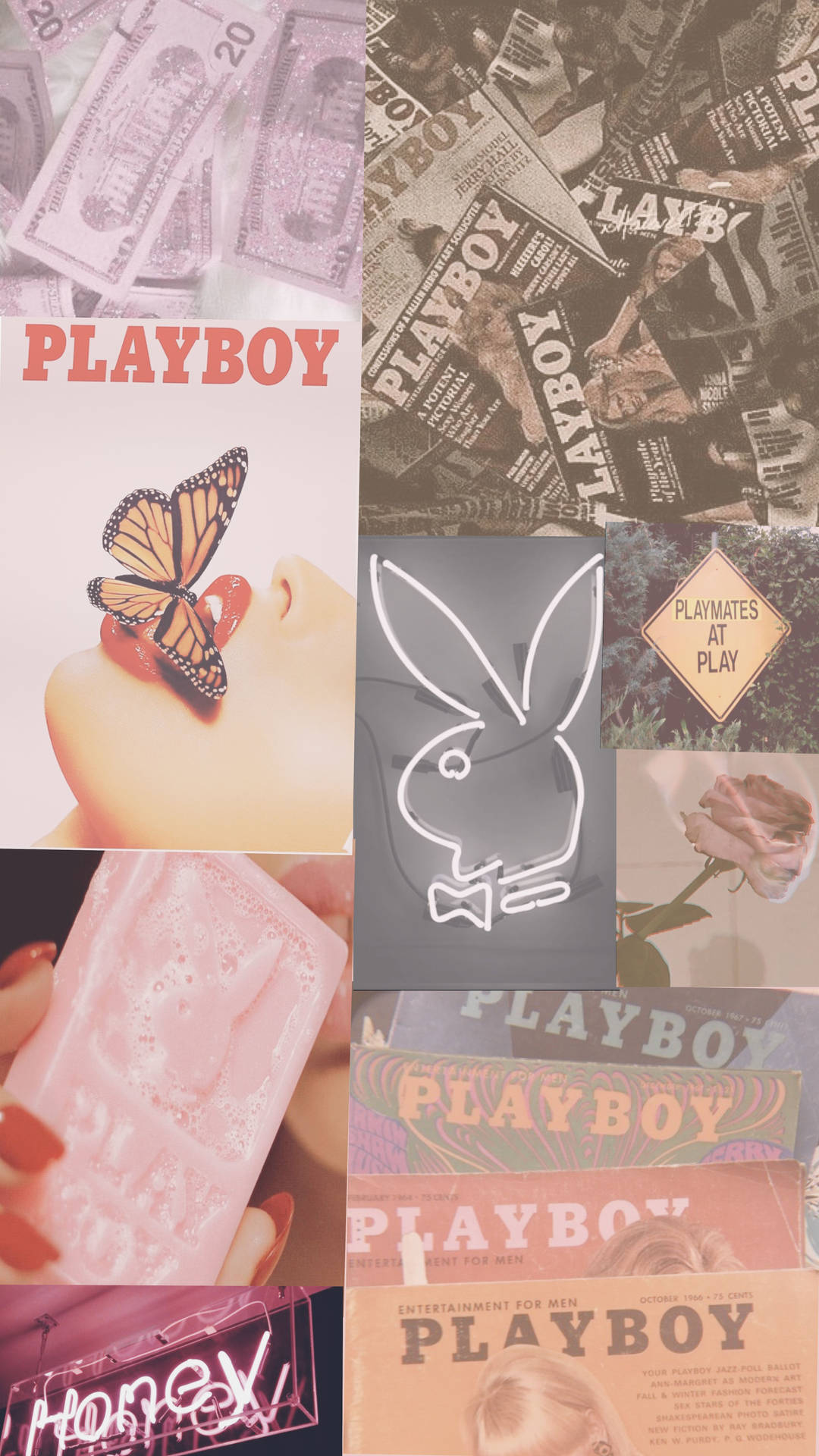 復古 Playboy 拼貼 金錢 蝴蝶 嘴唇 兔女郎 玫瑰 蜂蜜皂。