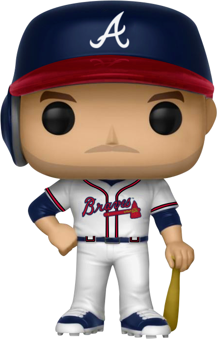 亞特蘭大勇士隊 Funko Pop 人偶 壁紙 — 一個亞特蘭大勇士隊棒球選手的Funko Pop公仔，身穿制服，手持球棒。