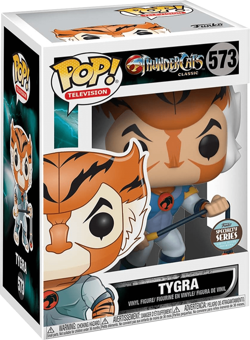 雷霆貓經典泰格 Funko Pop 葡萄酒系列公仔573 壁紙 — 來自《霹靂貓》經典系列的泰格拉 Funko Pop! 乙烯基公仔，身穿標誌性的藍白服裝，手持法杖。