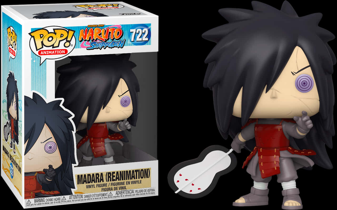 Funko Pop! 火影忍者斑復活版722 壁紙 — 來自《火影忍者疾風傳》的宇智波斑以復活形態手持帶有紅色標記的白色扇子的Funko Pop! 乙烯基公仔。