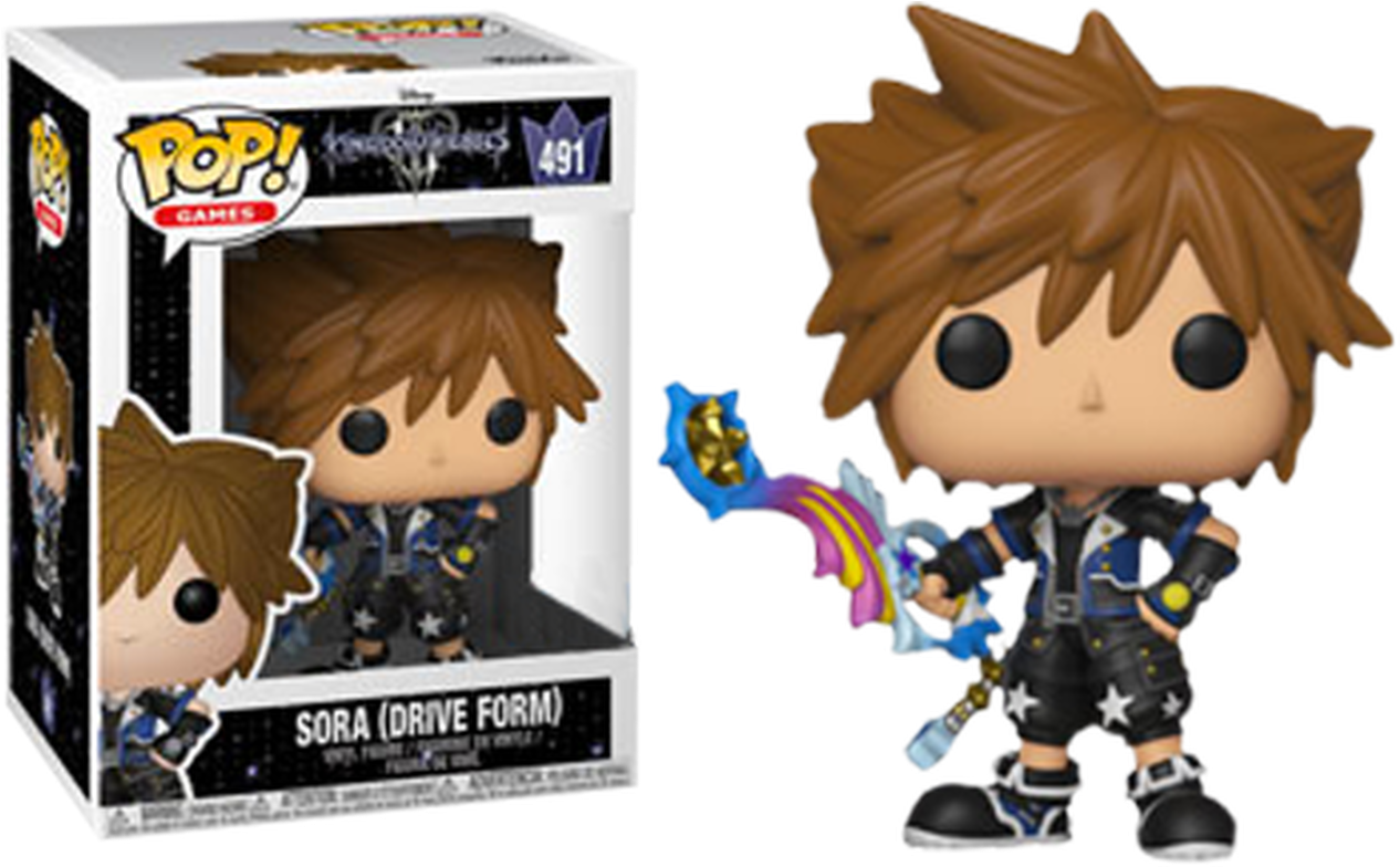 王國之心索拉驅動型 Funko Pop 壁紙 — 來自《王國之心》的索拉驅動形態Funko Pop！人偶，手持鑰刃，背景為黑色。
