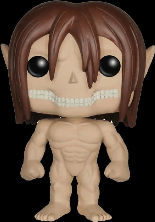 艾倫巨人型態 Funko Pop人偶 壁紙 — 一個泰坦的Funko Pop公仔，擁有棕色頭髮和肌肉發達的體格，背景為黑色。