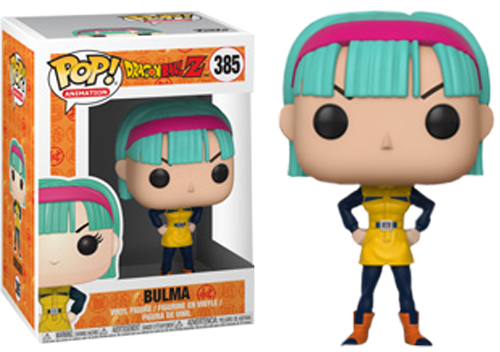 布爾瑪 Funko Pop 龍珠Z 壁紙 — 來自《龍珠Z》的布爾瑪Funko Pop!人偶，身穿標誌性黃色服裝，配以青綠色頭髮和粉紅色頭帶。