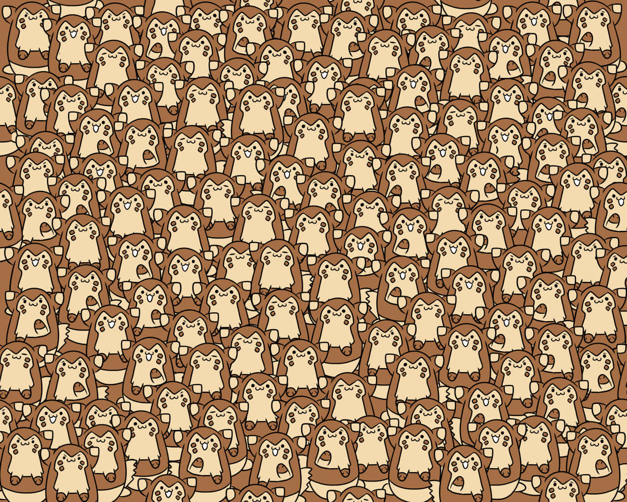 Furret 模式桌面壁紙 壁紙 — 一個密集嘅圖案，由可愛嘅卡通樹懶喺啡色同米色中組成，表情多變，填滿整個畫面。