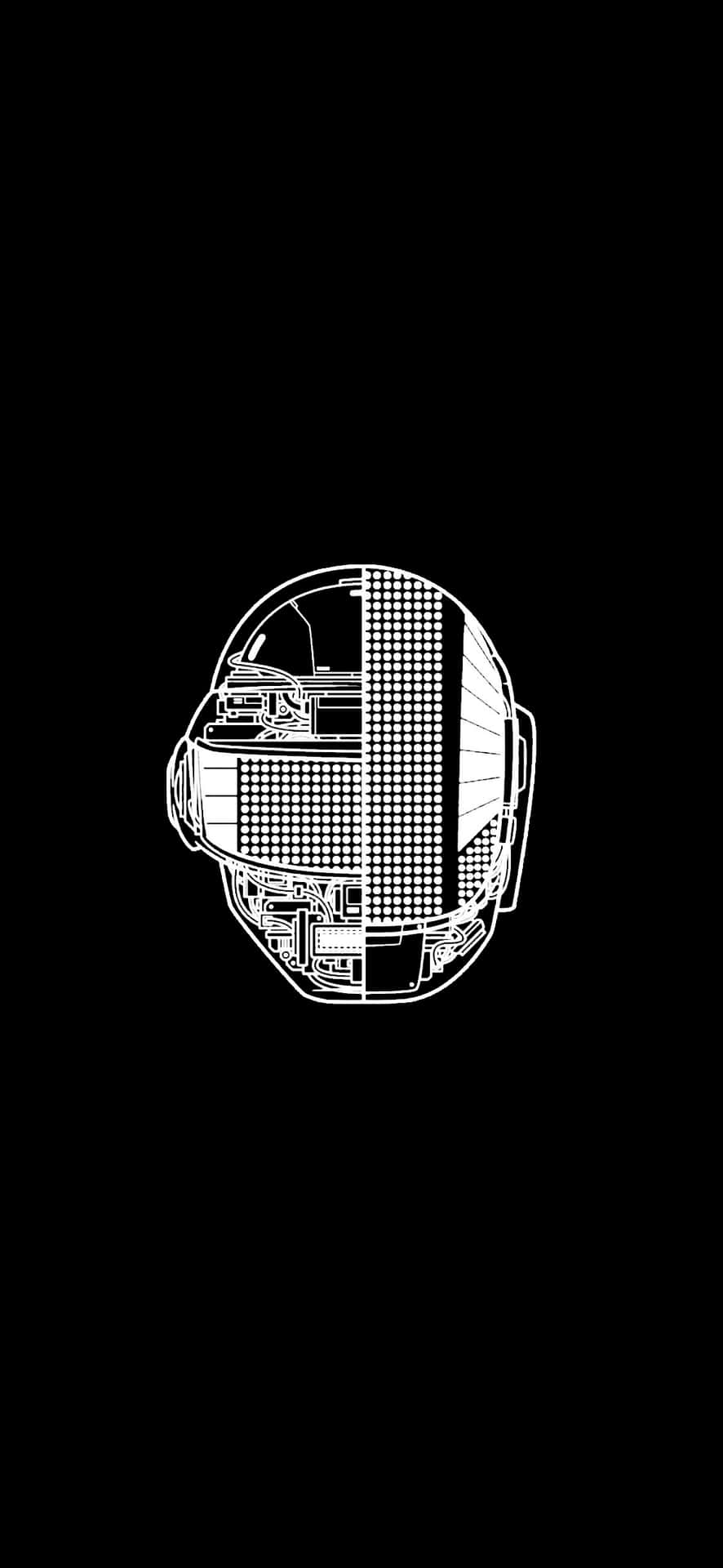 黑色背景上的白色線條未來風格頭盔設計