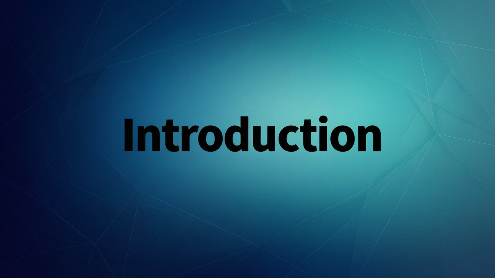 Futuristic Introduction Gradient 壁紙 — 粗體黑色文字「introduction」居中顯示在帶有微妙幾何線條的漸變藍色背景上。