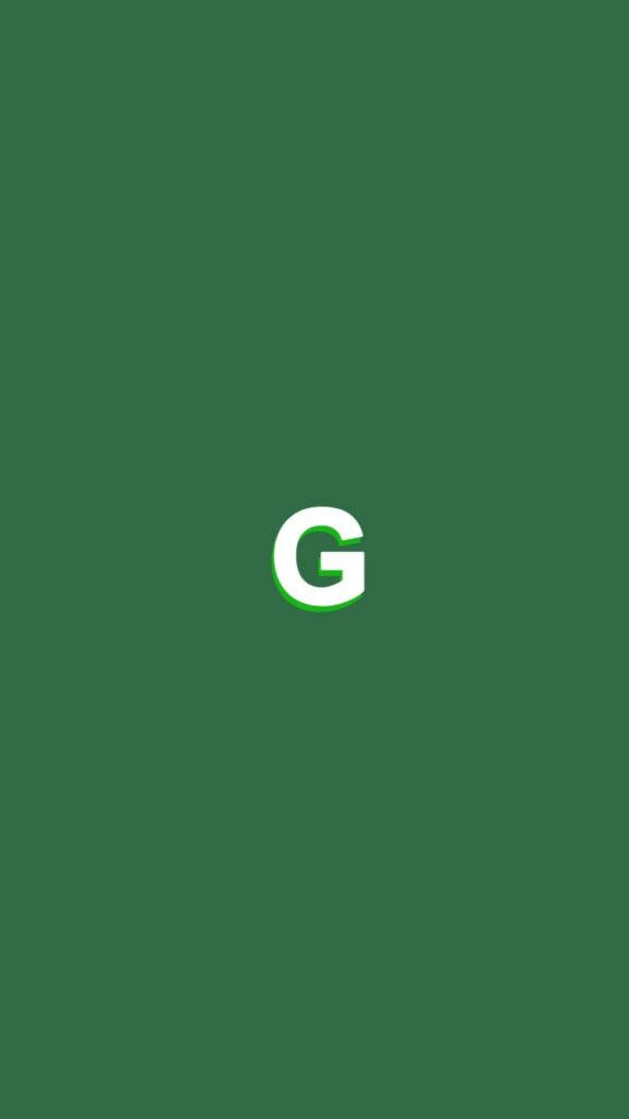 G 字母代表高爾夫 iPhone 壁紙 — 一個粗體白色字母G，帶有綠色輪廓，居中在純深綠色背景上。