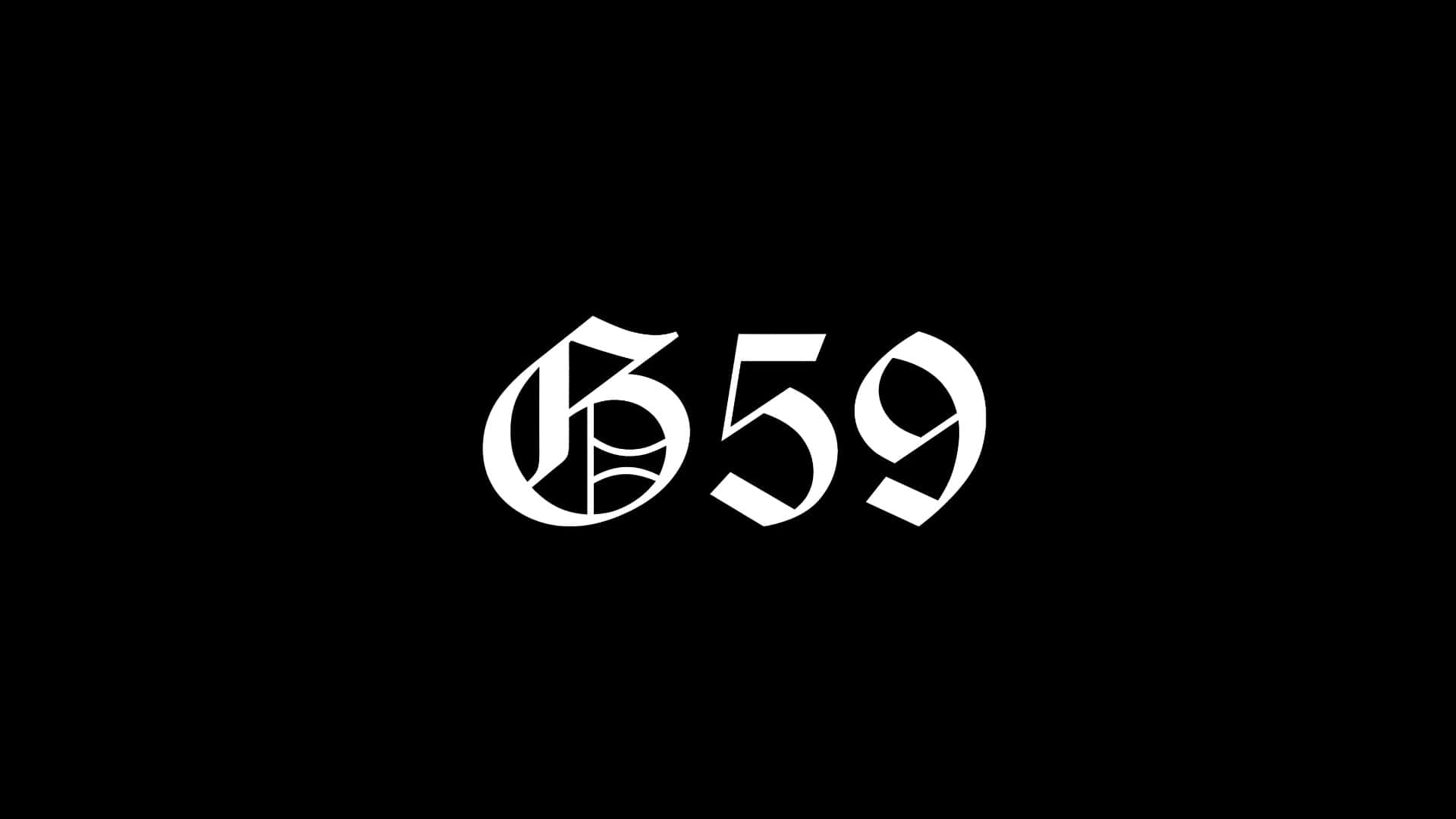 G59 標誌設計 壁紙 — 粗體白色風格化659標誌居中於純黑色背景上，對比強烈。
