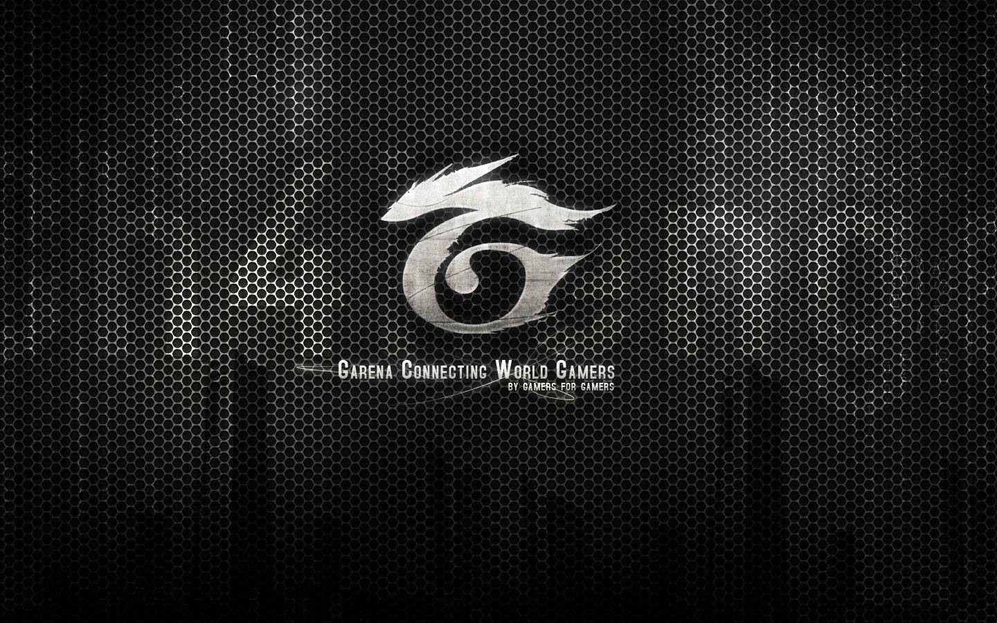 Garena 遊戲標誌，龍眼位於紋理深色背景上