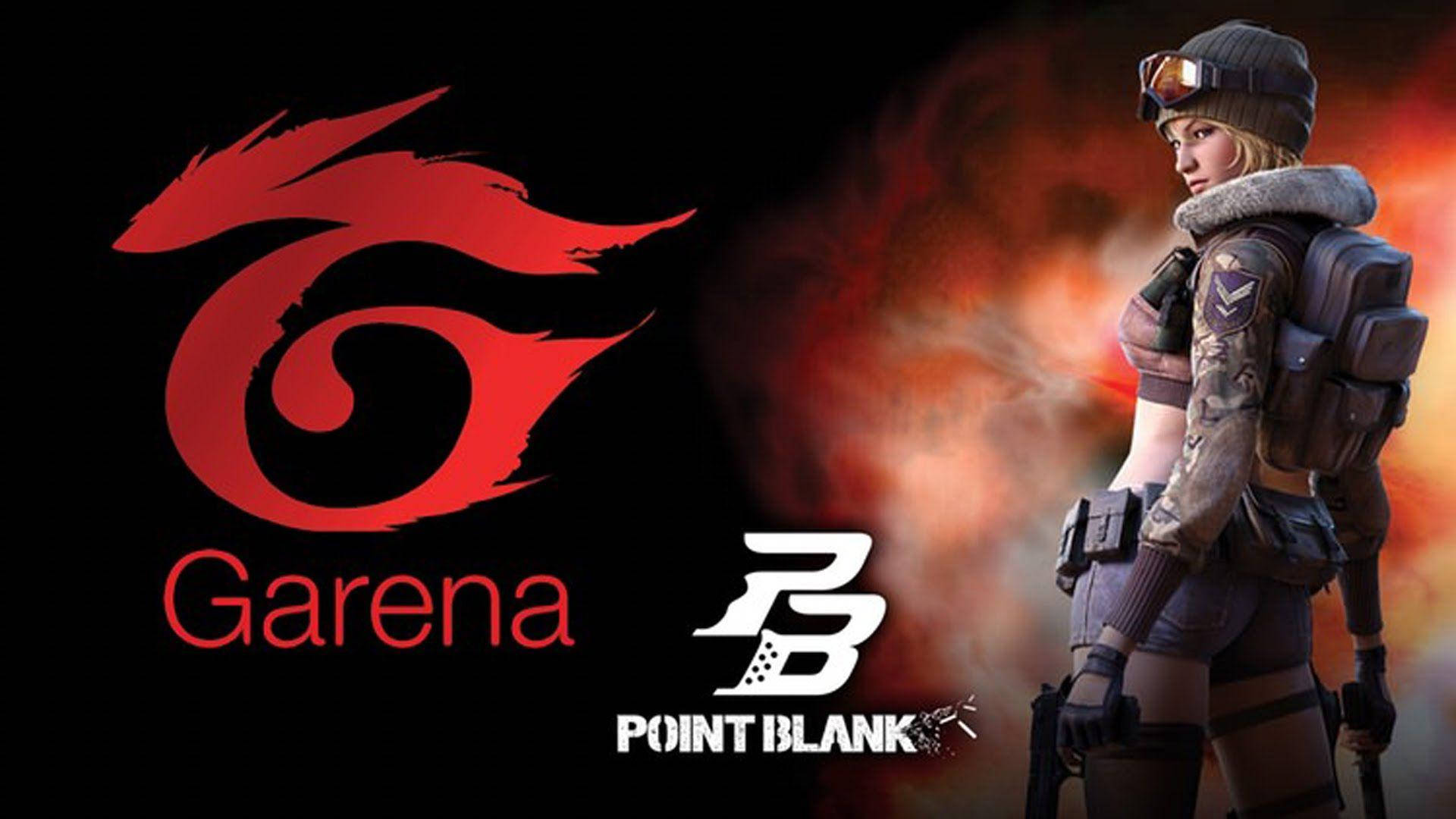 Garena Point Blank遊戲標誌，配以一名身穿戰鬥裝備的女兵。