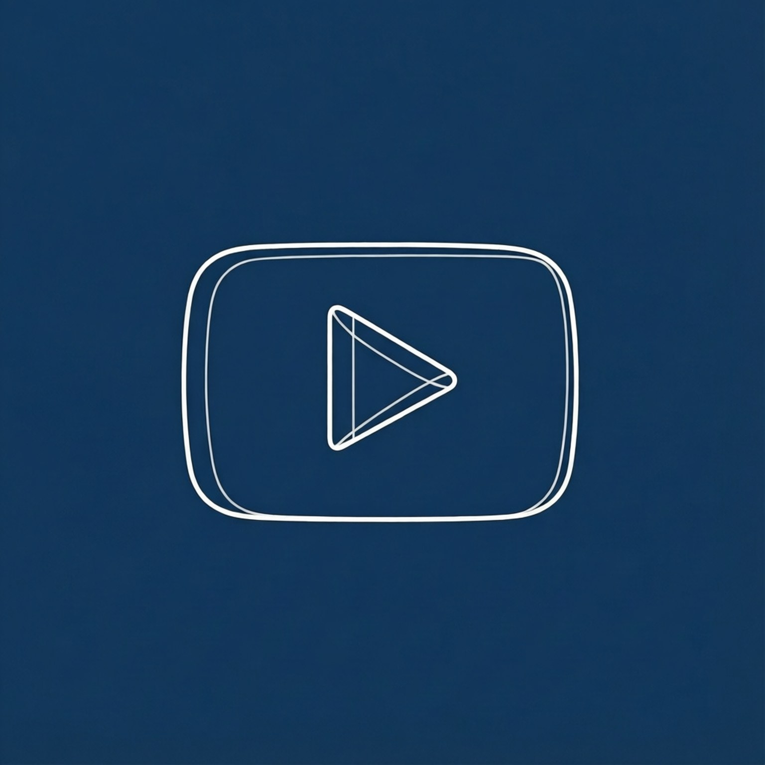 白色輪廓的 YouTube 播放按鈕圖示，置於海軍藍背景上。
