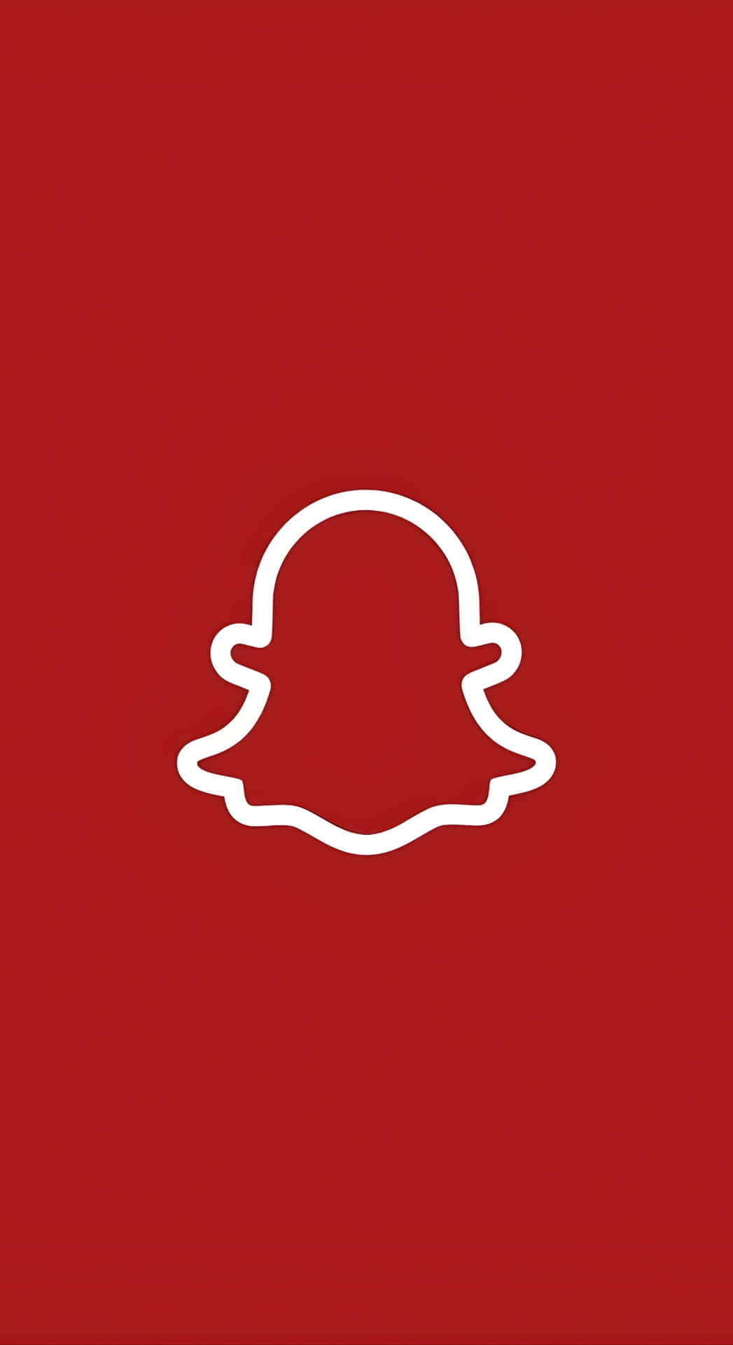  壁紙 — 一個極簡的白色Snapchat鬼魂標誌，居中在純紅色背景上。