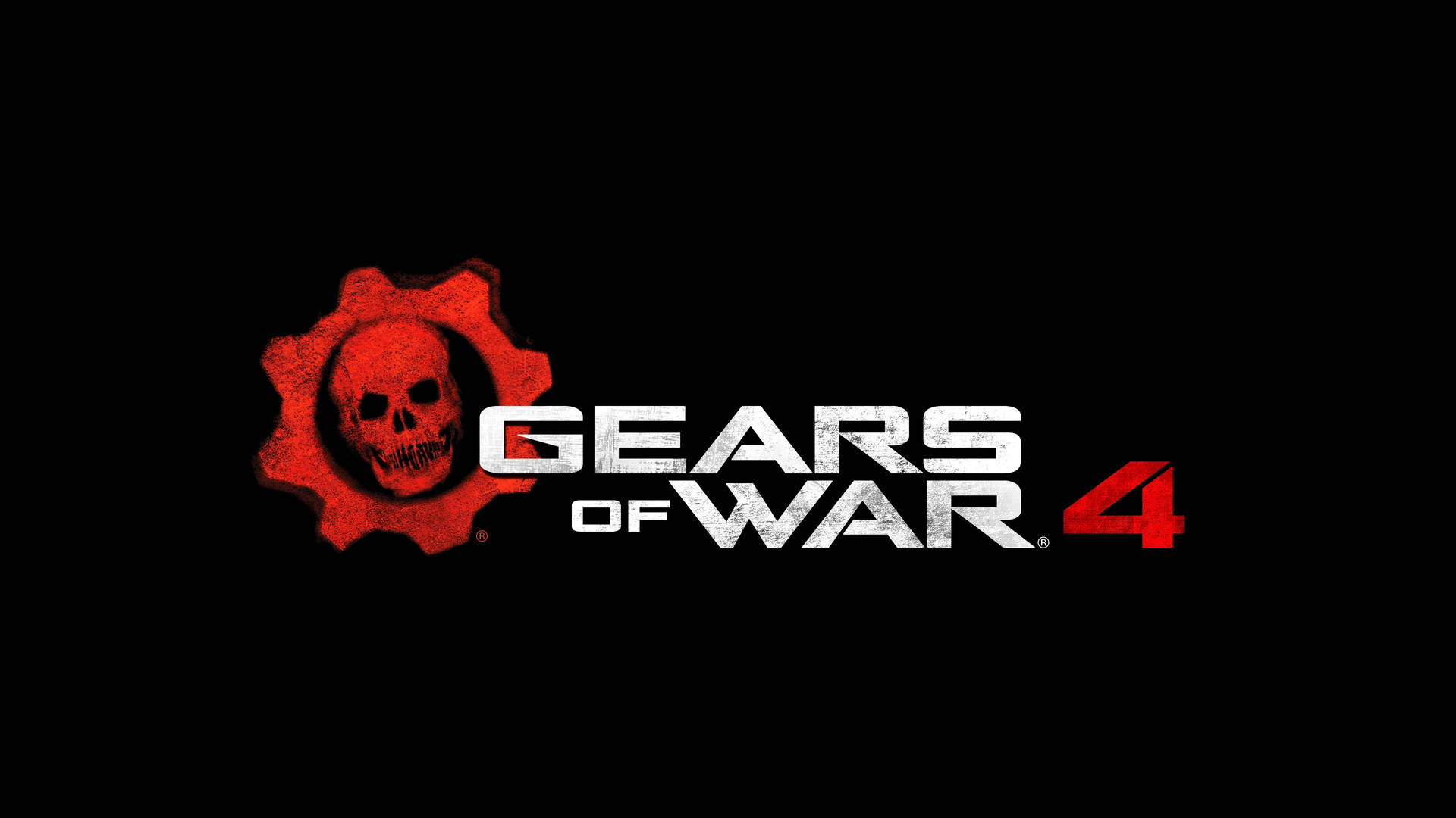 Gears of War 4 標誌，齒輪內有紅色骷髏頭，黑色背景上白色文字。