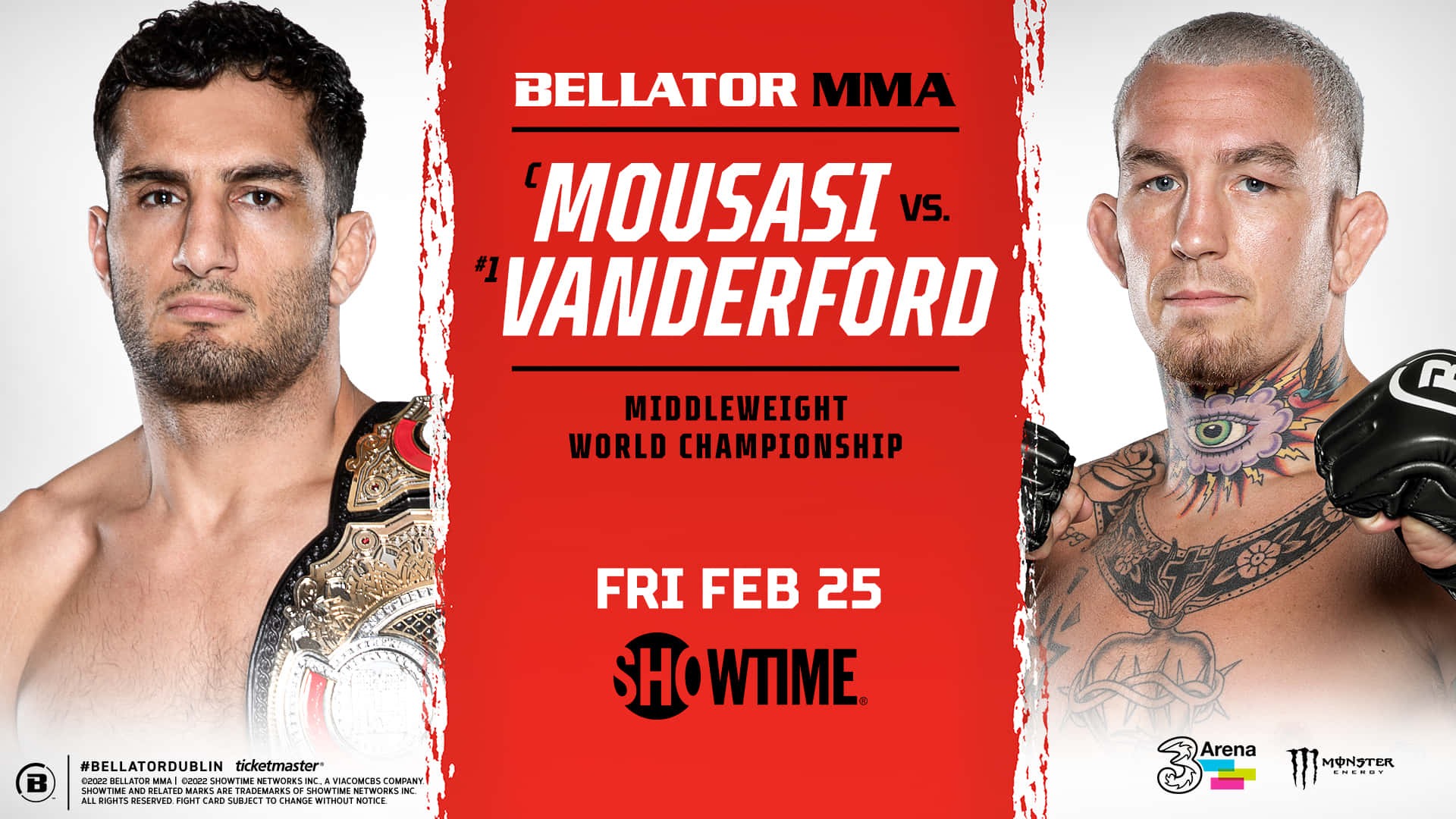 Bellator MMA中量級世界冠軍賽海報， featuring 兩位拳手。