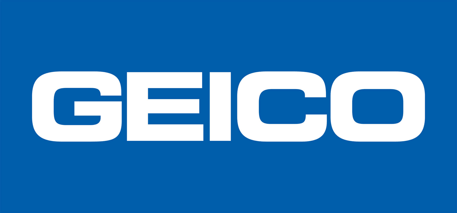 藍色背景上的白色GEICO標誌文字