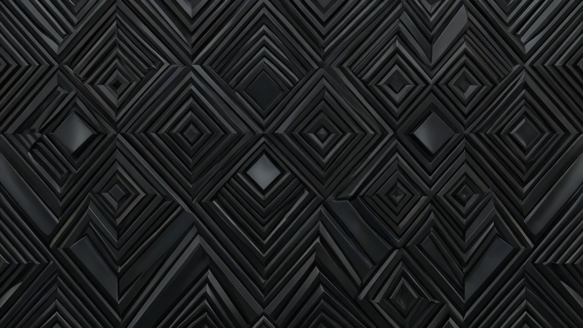 黑色幾何菱形圖案牆紙，具有3D紋理效果