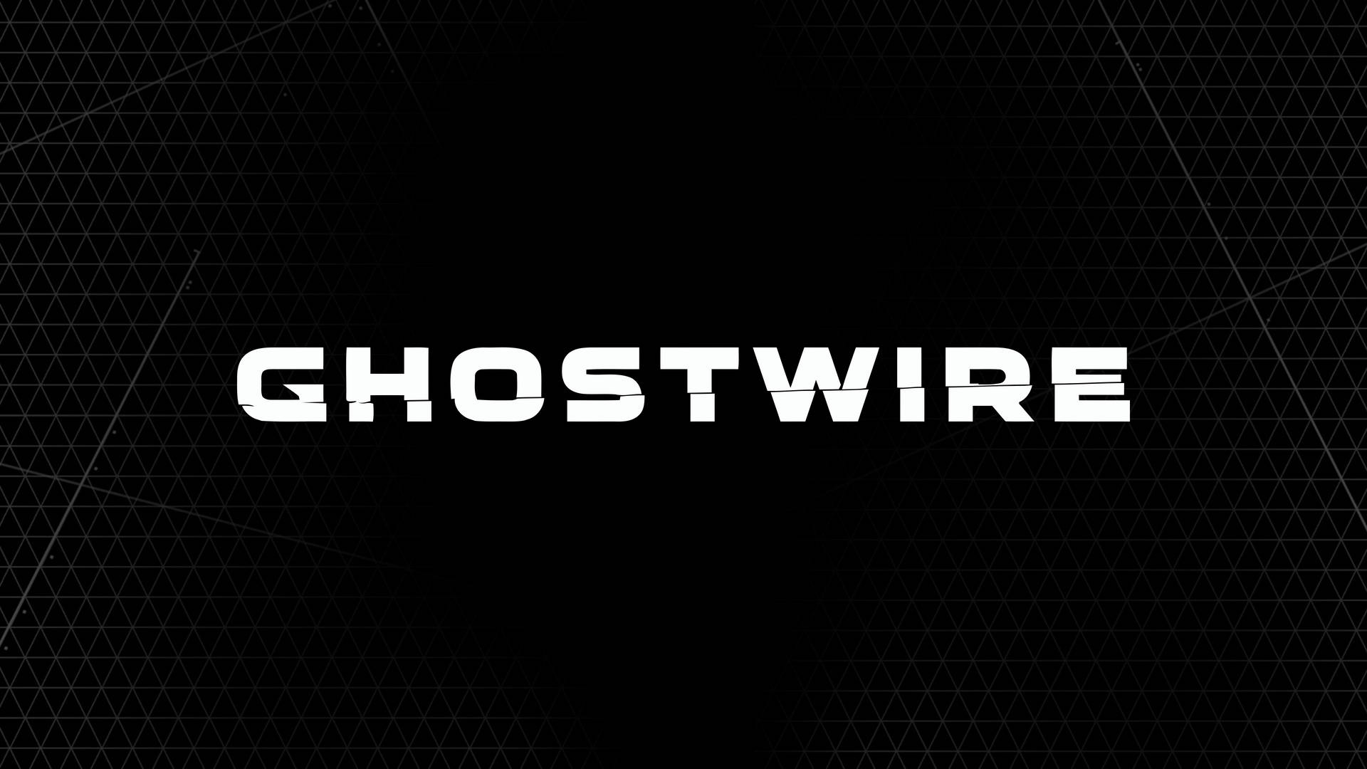 帶有幾何背景的 Ghostwire 遊戲標題標誌