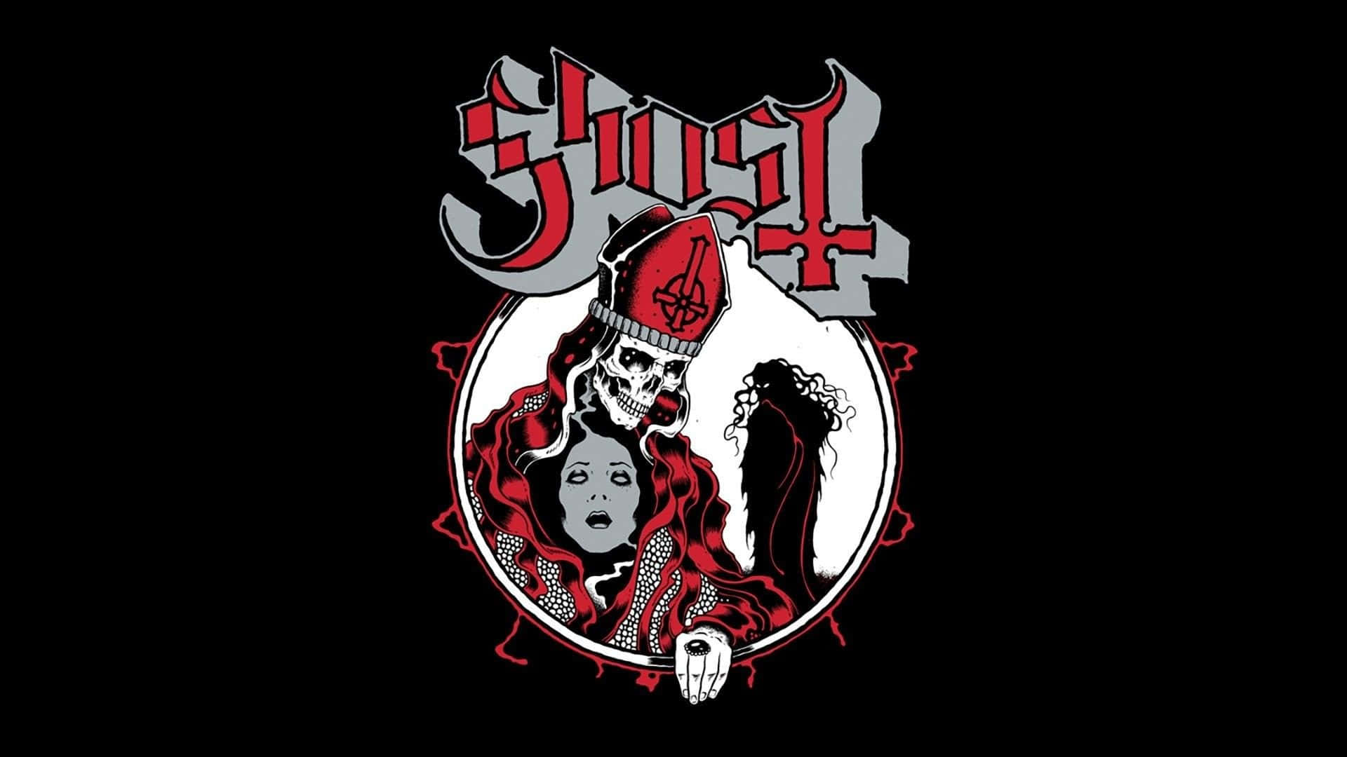 Ghost 樂隊標誌，骷髏教宗手持女人頭顱