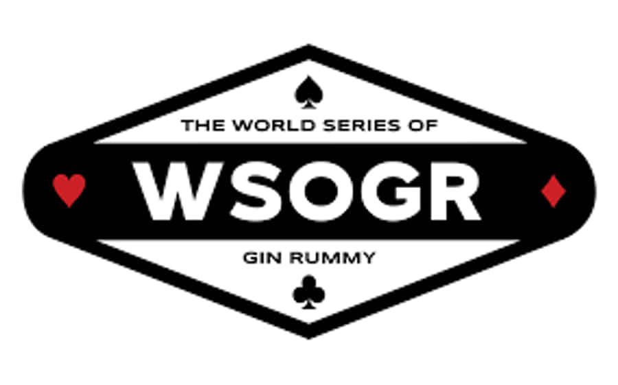 Gin Rummy 標誌 壁紙 — The World Series of Gin Rummy 的黑白鑽石形標誌，包含啤牌花色。