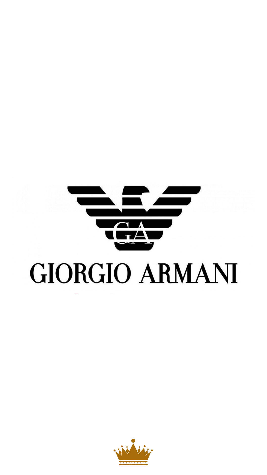 Giorgio Armani 標誌，帶有鷹和皇冠，位於白色背景上