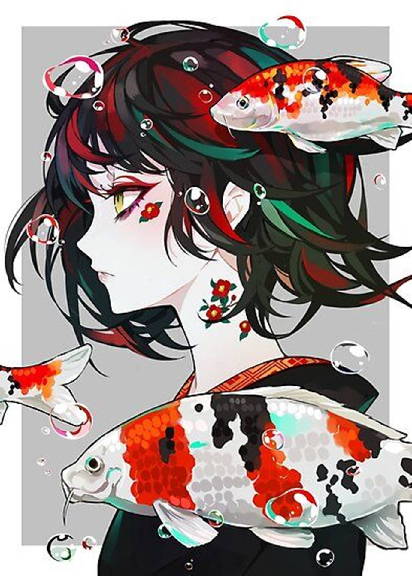 日式少女鯉魚獨特酷炫 PFP 數位藝術