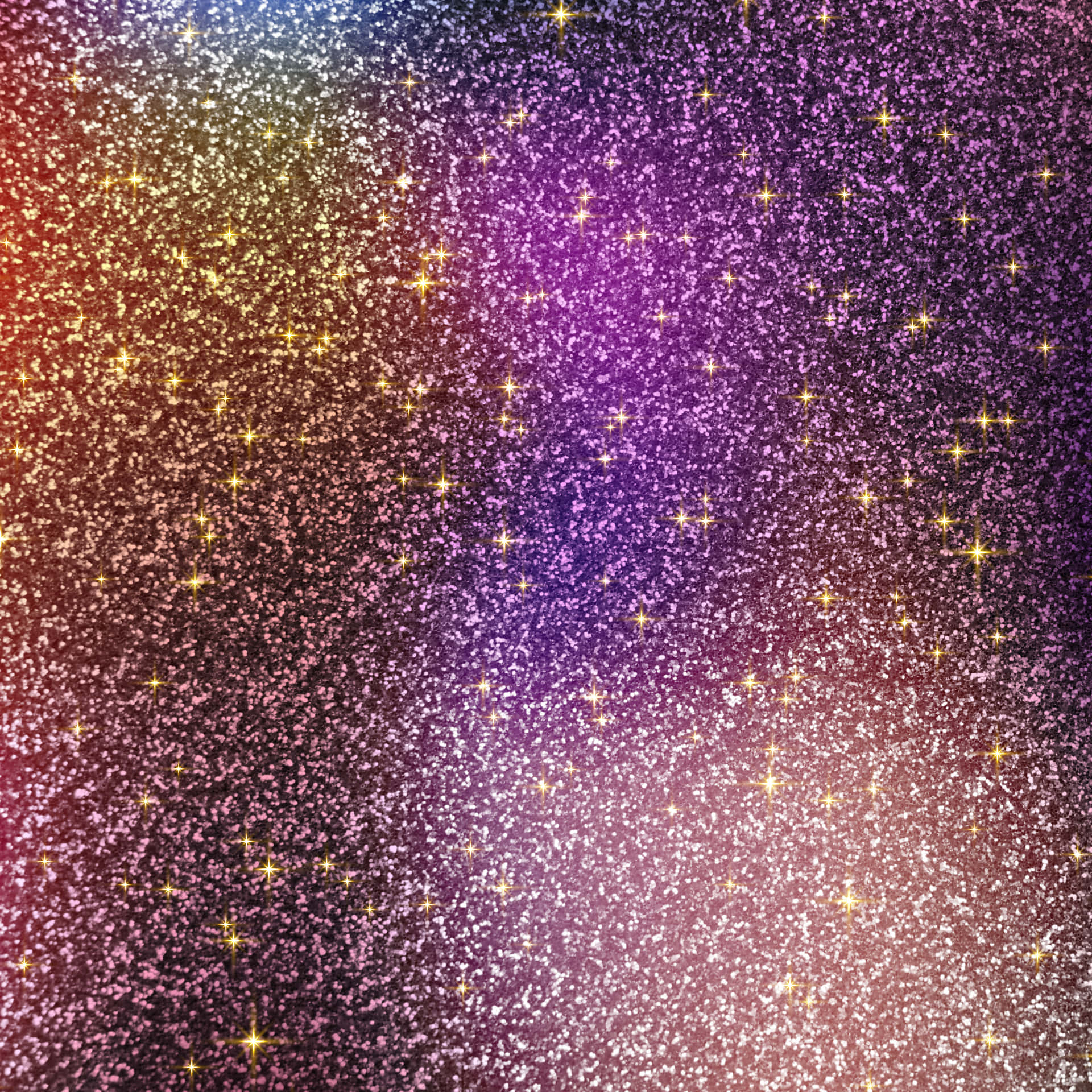 充滿活力的閃粉背景，紅色到紫色漸變和金色星星