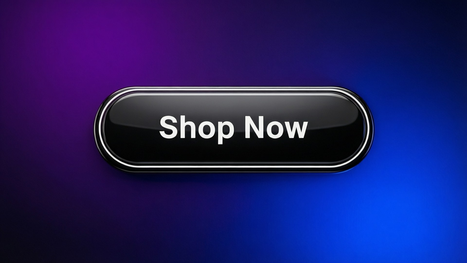 一個黑色光澤按鈕，帶有白色文字「Shop Now」，背景為紫色到藍色漸變。