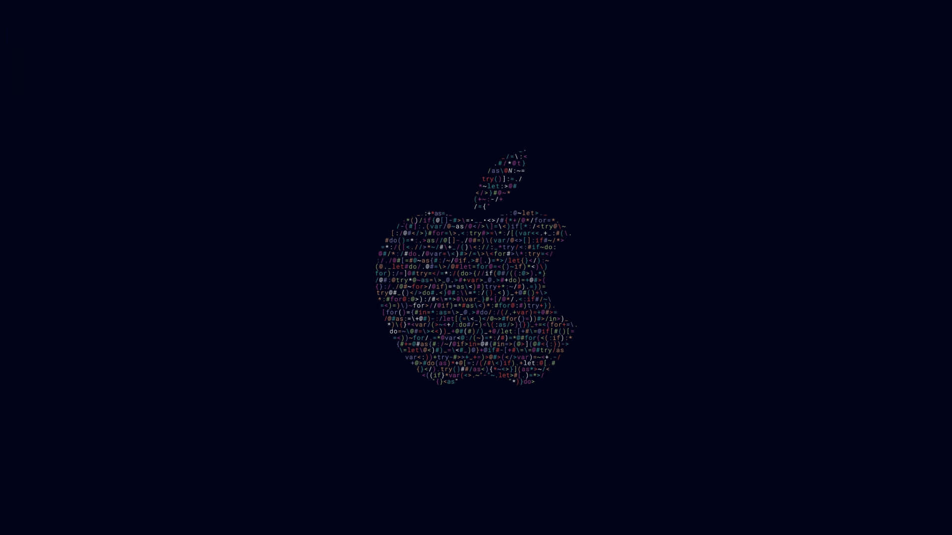 由彩色代碼組成的Apple標誌（深色背景）