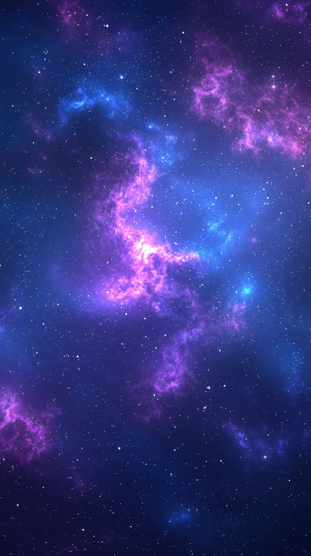 深空中帶有星星的鮮豔紫色和藍色星雲