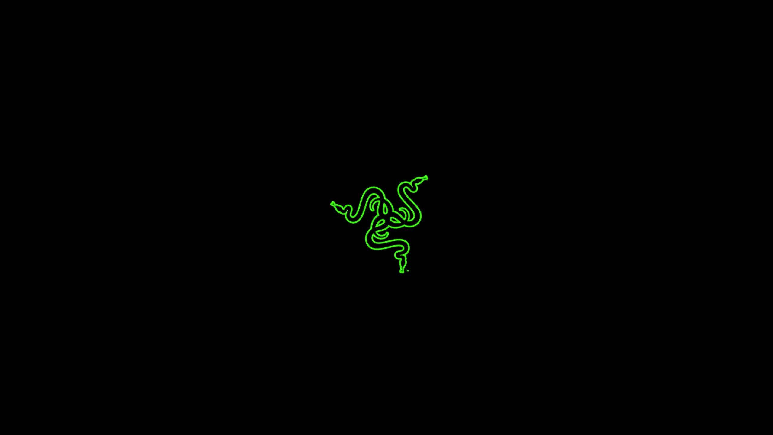 發光綠色Razer標誌蛇在黑色背景上 — 雷蛇 壁紙