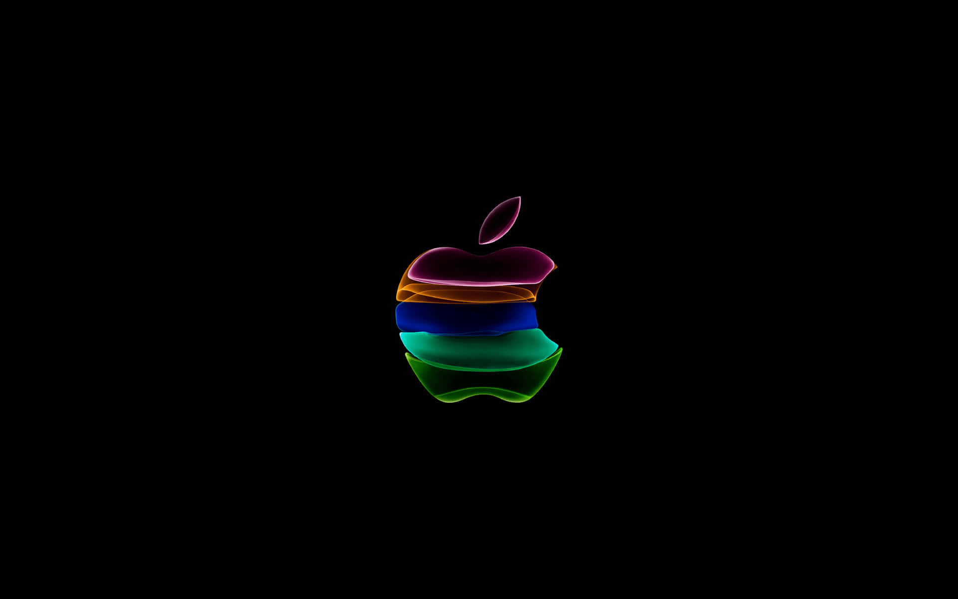 黑色背景上發光的彩虹Apple標誌