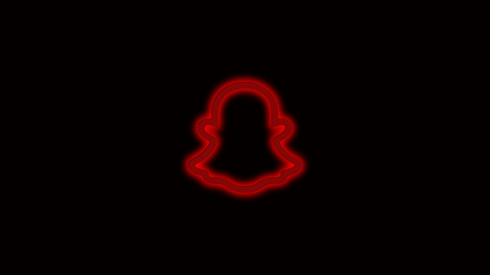  壁紙 — 發光紅色霓虹燈輪廓的 Snapchat 鬼魂標誌，居中在純黑色背景上。