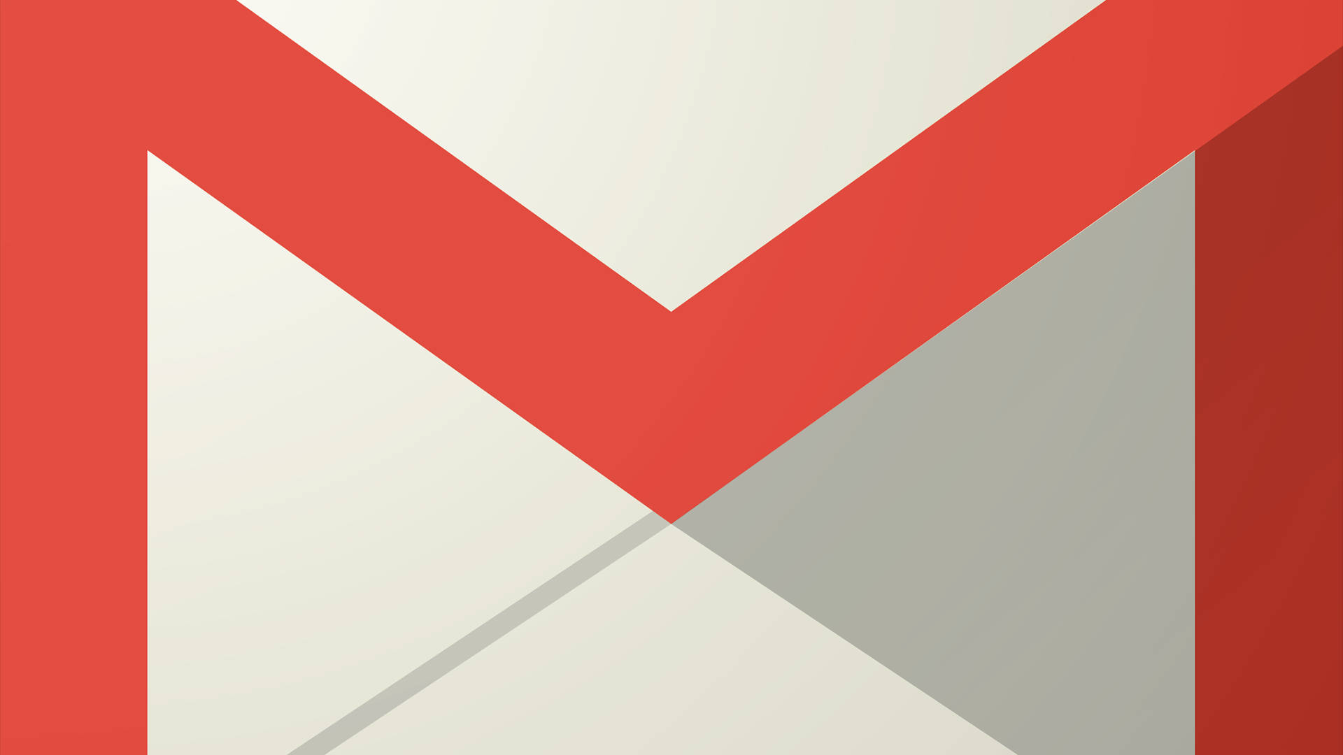 Gmail 郵件信封標誌 壁紙 — 一個大膽的紅白幾何Gmail標誌，具有乾淨銳利的角度和極簡設計。