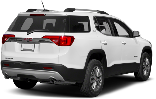 白色GMC Acadia車尾視角 壁紙 — 一輛潔淨的白色GMC Acadia SUV，從後方四分之三角度展示，背景透明。