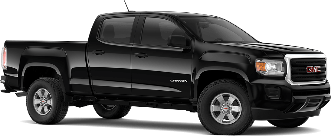 黑色GMC Canyon皮卡 壁紙 — 一輛時尚的黑色GMC Canyon皮卡車，在純黑色背景上以側面輪廓展示，帶有鍍鉻飾邊和銀色輪圈。