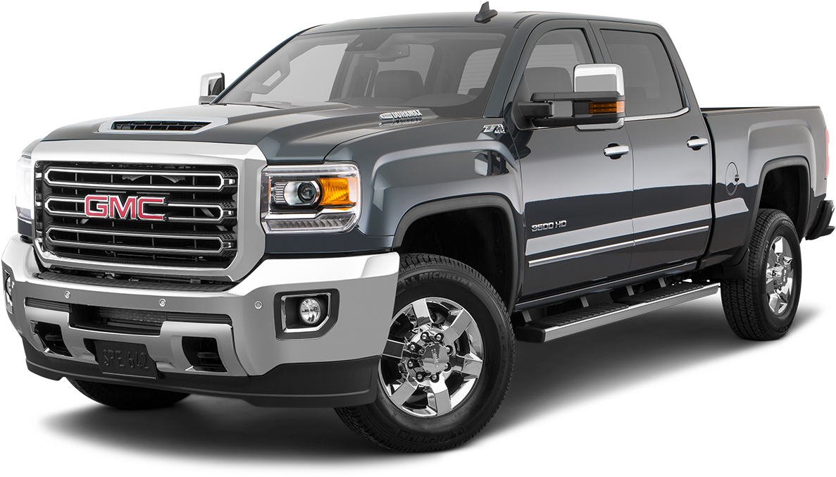 灰色GMC Sierra 2500HD皮卡 壁紙 — 一輛時尚深灰色GMC Sierra 2500 HD皮卡車，配備鍍鉻飾邊和大尺寸合金輪圈，在攝影棚燈光下展示。