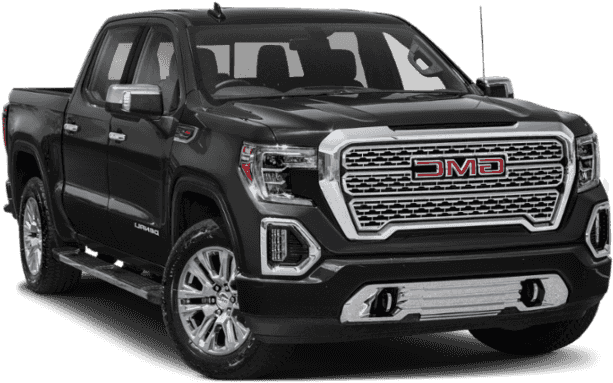 黑色GMC Sierra Denali皮卡 壁紙 — 一輛時尚的黑色GMC Sierra皮卡車，帶有鍍鉻飾邊和醒目格柵，矗立在純白背景前。