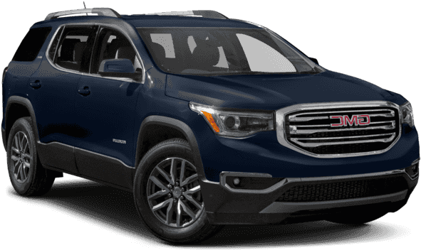 藍色GMC SUV側面視圖 壁紙 — 時尚深藍色 GMC Acadia SUV 在工作室燈光下展示，帶有鍍鉻飾邊和合金輪圈。