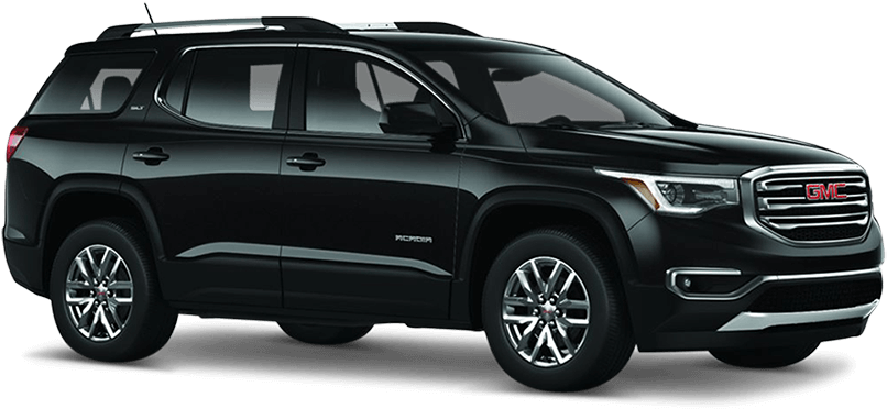 黑色GMC SUV側面視圖 壁紙 — 一輛時尚的黑色GMC Acadia SUV以側面輪廓展示在透明背景上，帶有鍍鉻飾邊和現代化頭燈。