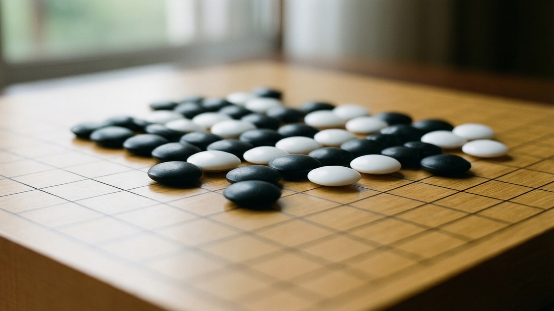 自然光下的圍棋棋盤與棋子