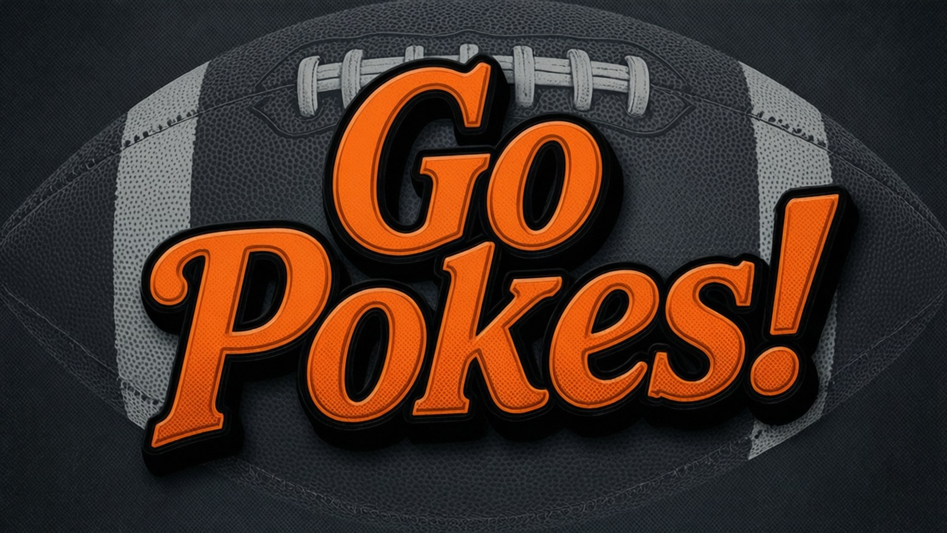 橙色 'Go Pokes!' 文字在帶有黑色陰影的足球上。