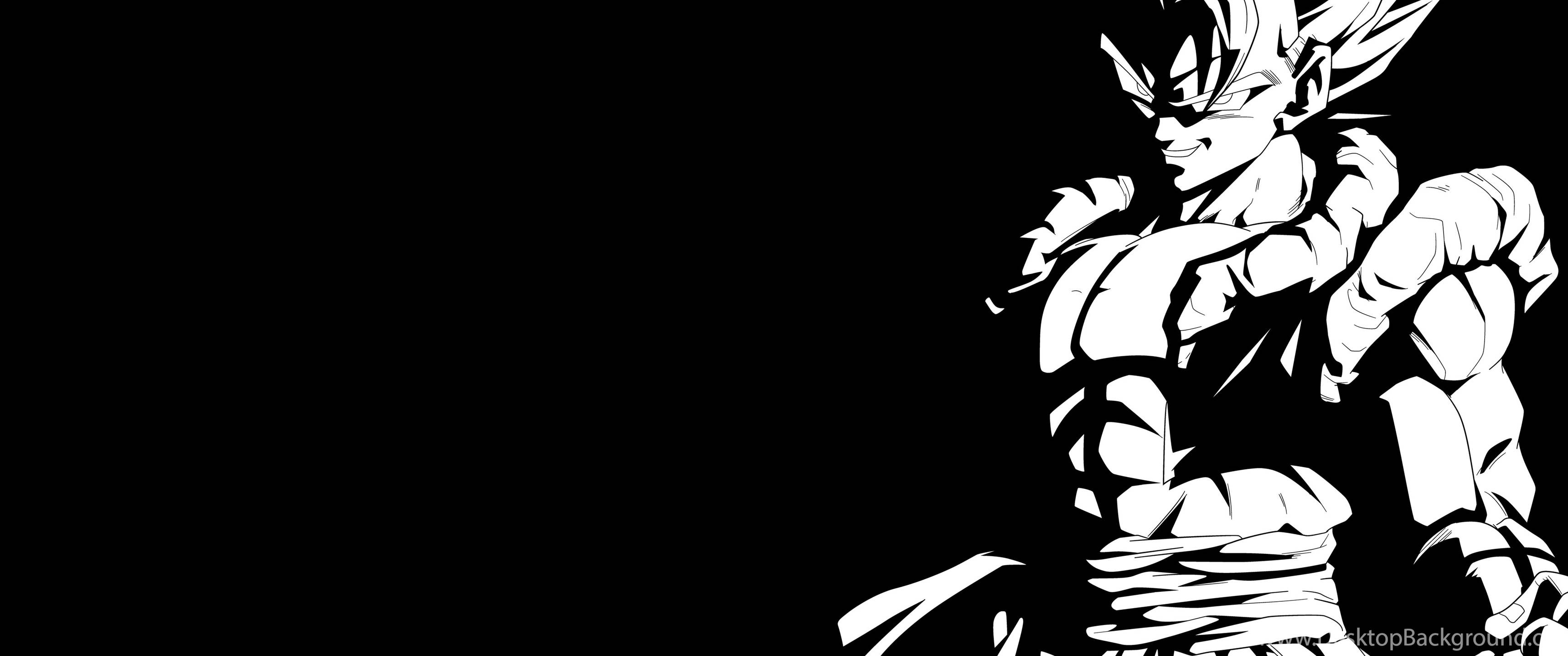 黑白 Gogeta 壁紙 — 一個高對比度的黑白動漫角色，擁有尖刺頭髮和肌肉發達的身材，以動態姿勢站在純黑色背景前。