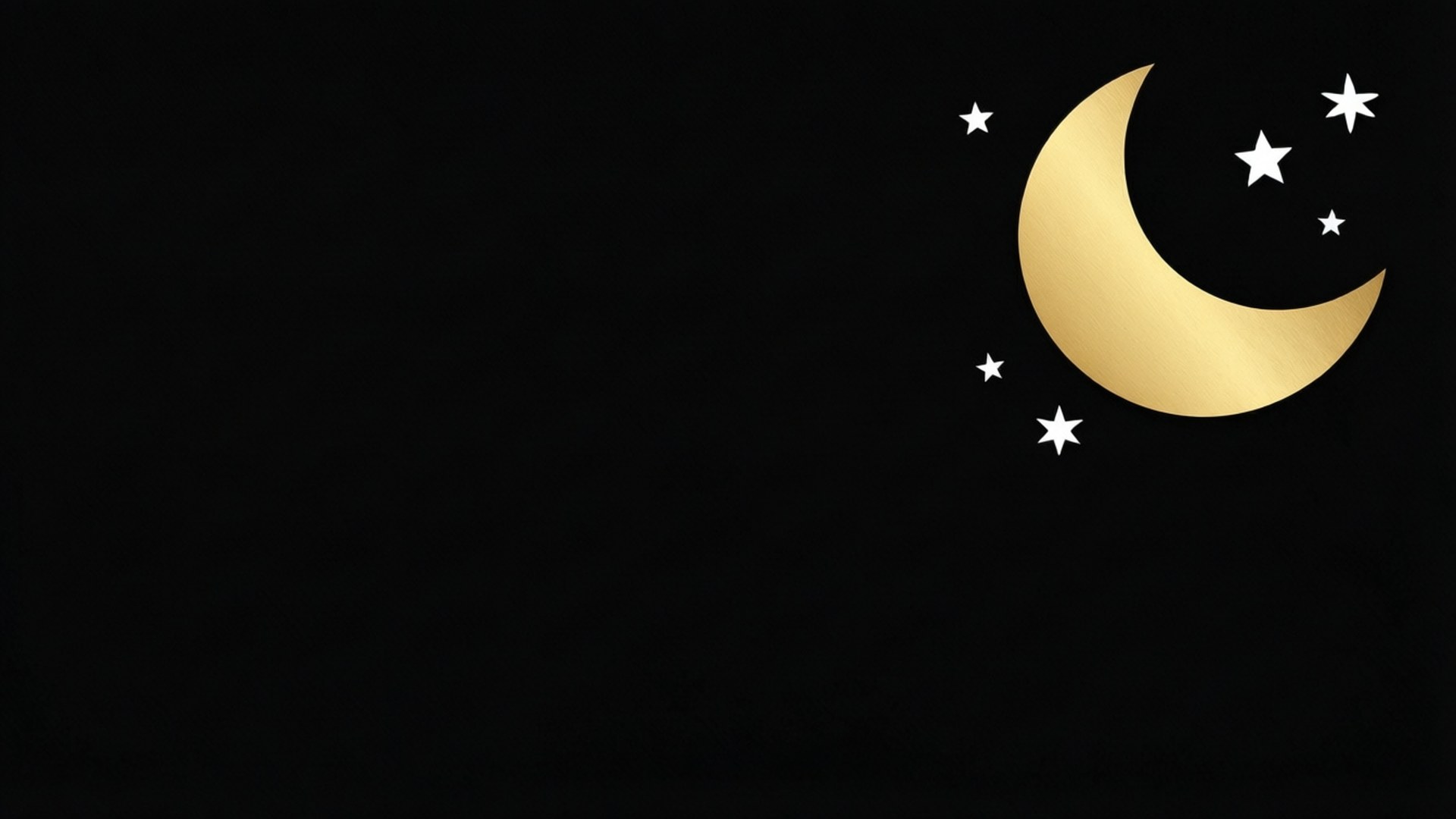 金色新月和白色星星在黑色背景上