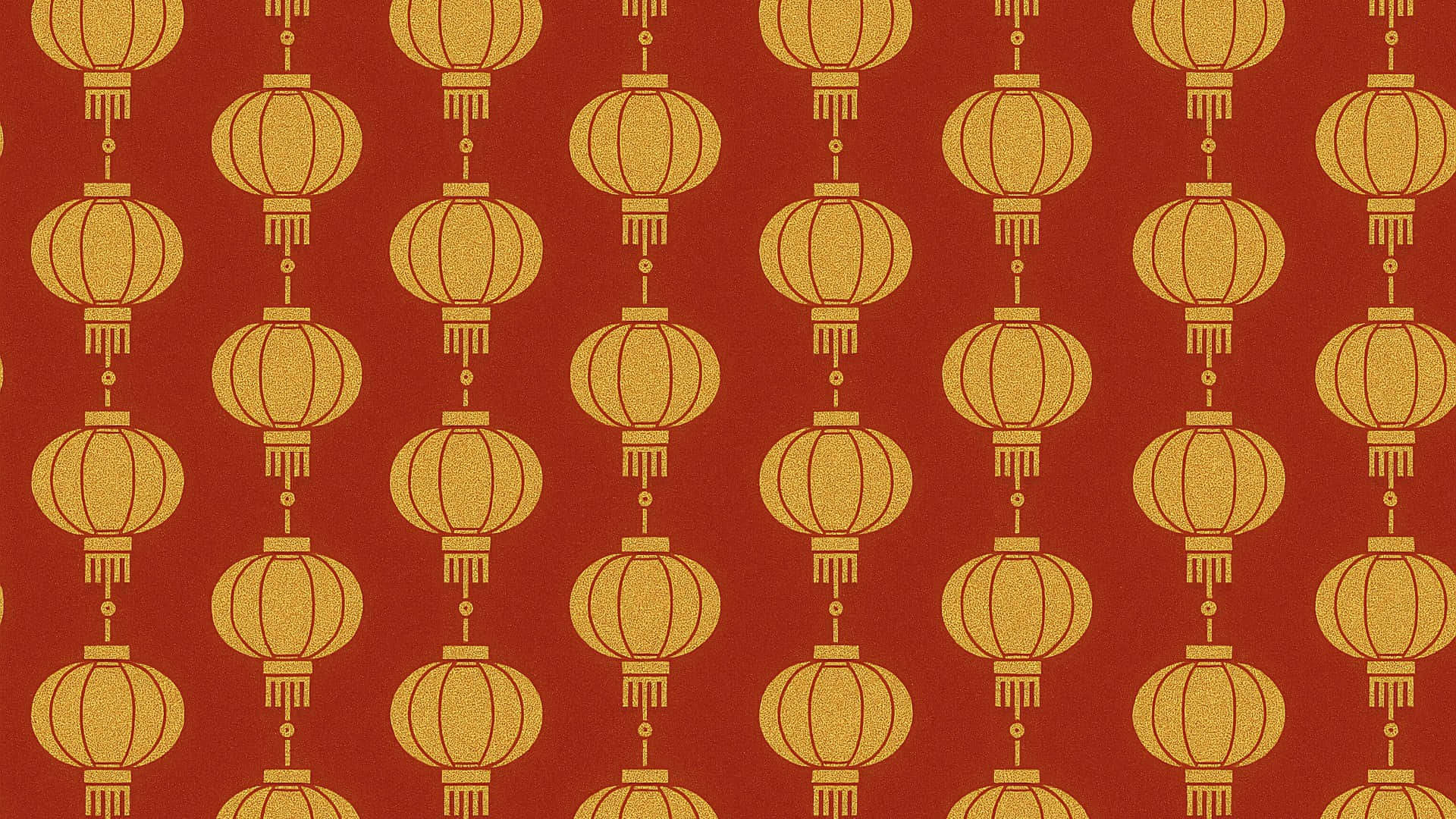  壁紙 — 金色中式燈籠在帶有紋理的深紅色背景上以網格重複排列。