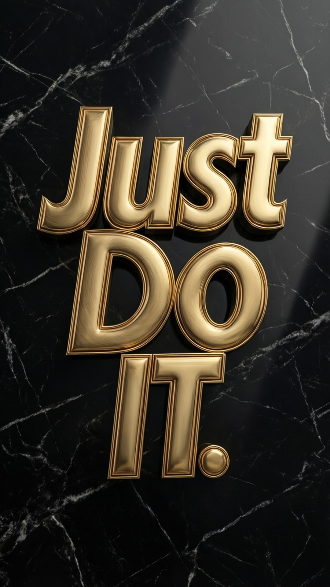 金色3D文字在黑色大理石背景上寫著Just Do It